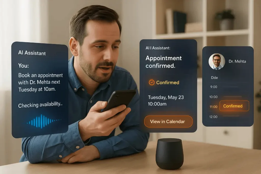 The AI receptionist books the appointment directly while the caller is still on the line — confirmed, logged, and sent to your calendar instantly